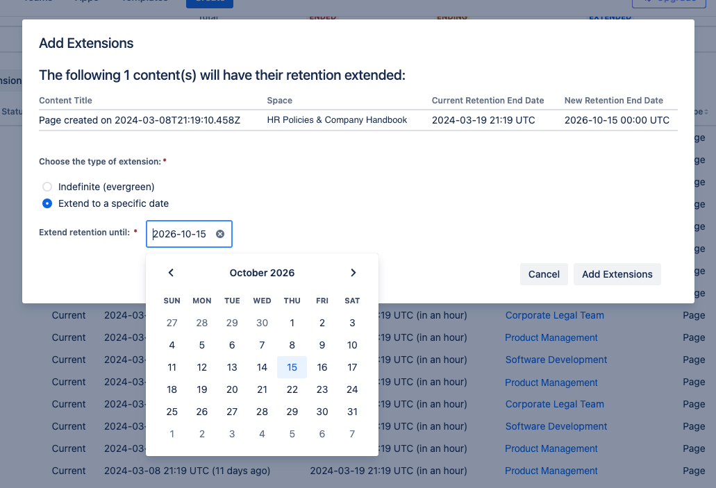 Create exceptions to your management policy with content specific retention periods.