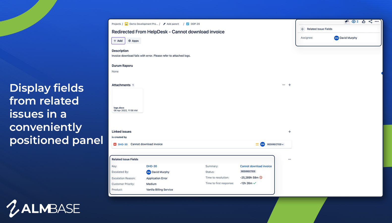 View SLA and other fields from related issues