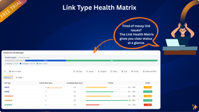 Jira issue links Matrix View – a visual grid that shows all linked issues by link type, helping teams analyze dependencies, detect missing relationships, and manage complex link structures in Jira Cloud.