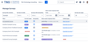 Get an overview of the Surveys you manage
