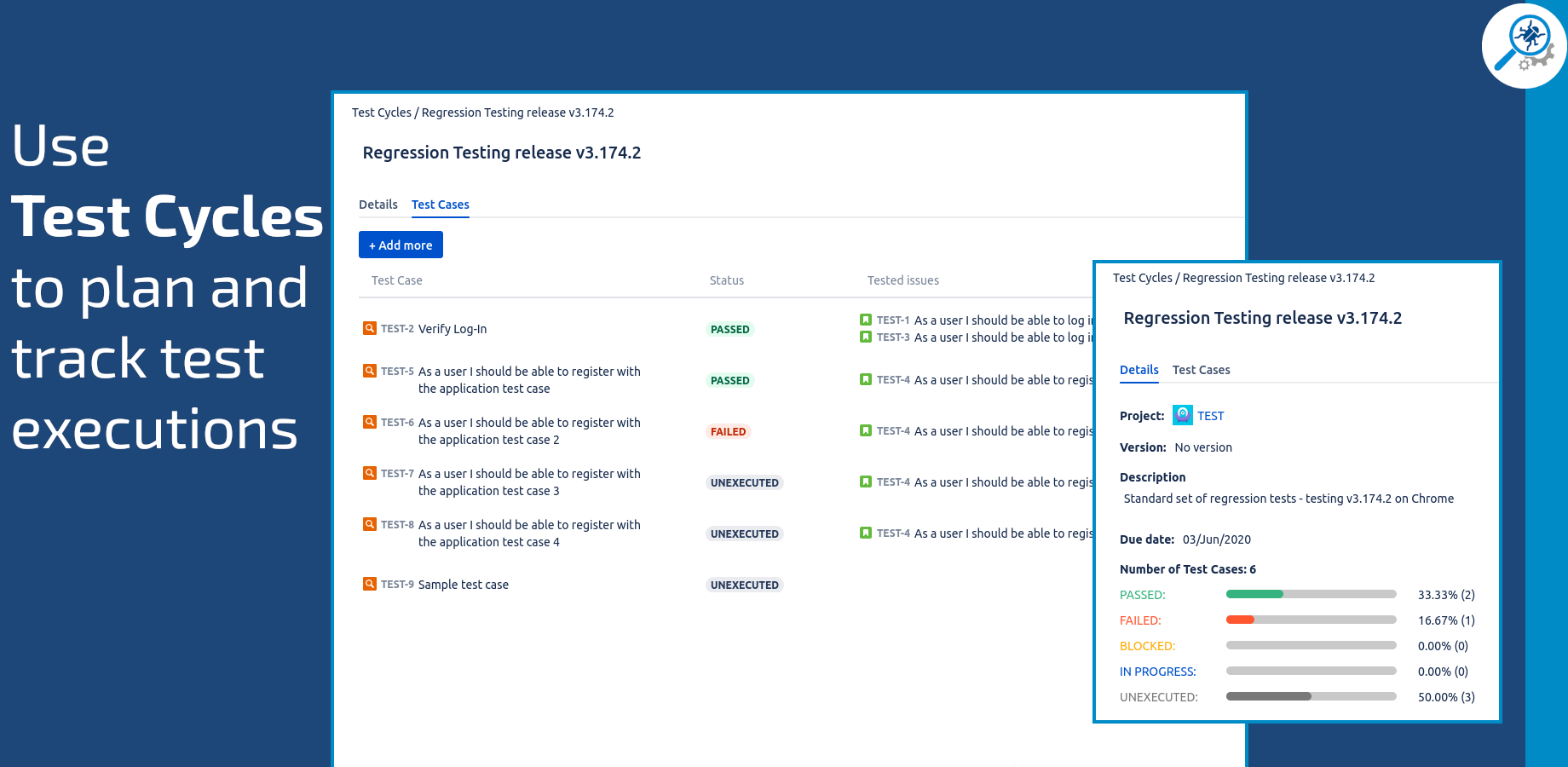 Plan and track your testing with test cycles