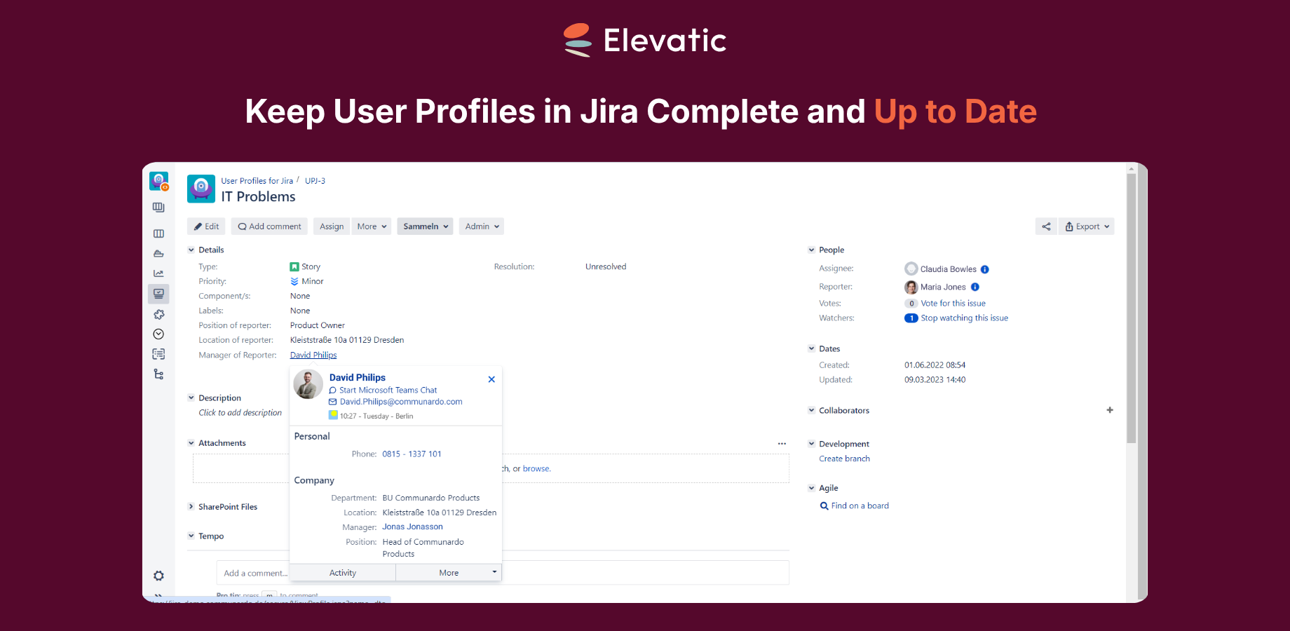 Present skills and expertise of Jira users in the hover profile.