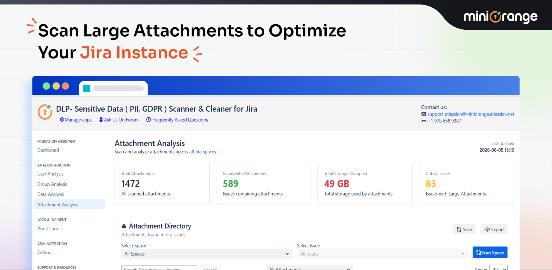 Central UI to track, monitor, and control instance-wide PII exposure.
Audit access, track changes, and encrypt, redact, or erase sensitive data.
Track violations per space with zero external data transfer.