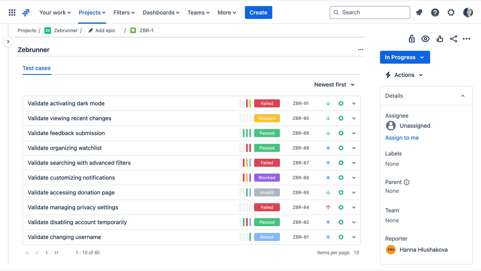 Zebrunner test cases at your fingertips