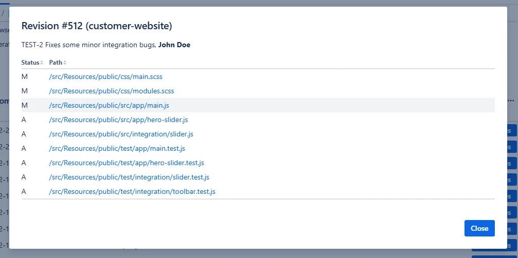 Showing affected files