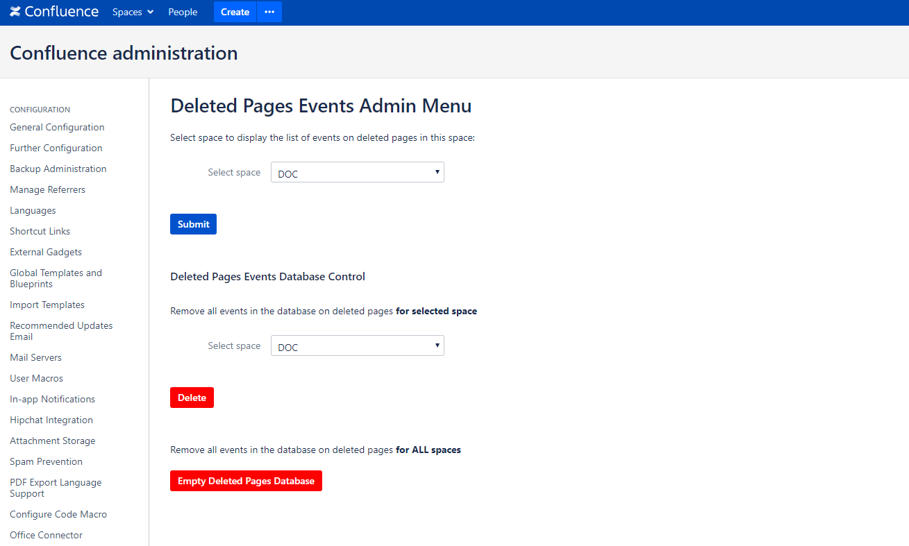 View deleted pages information in admin menu