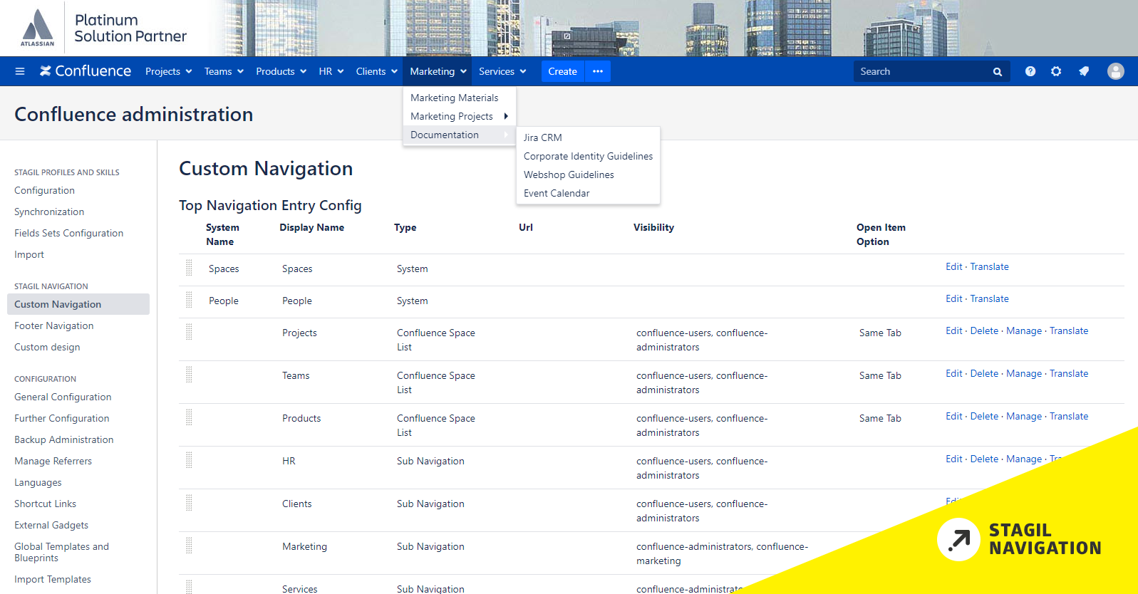 Custom Confluence Top Navigation