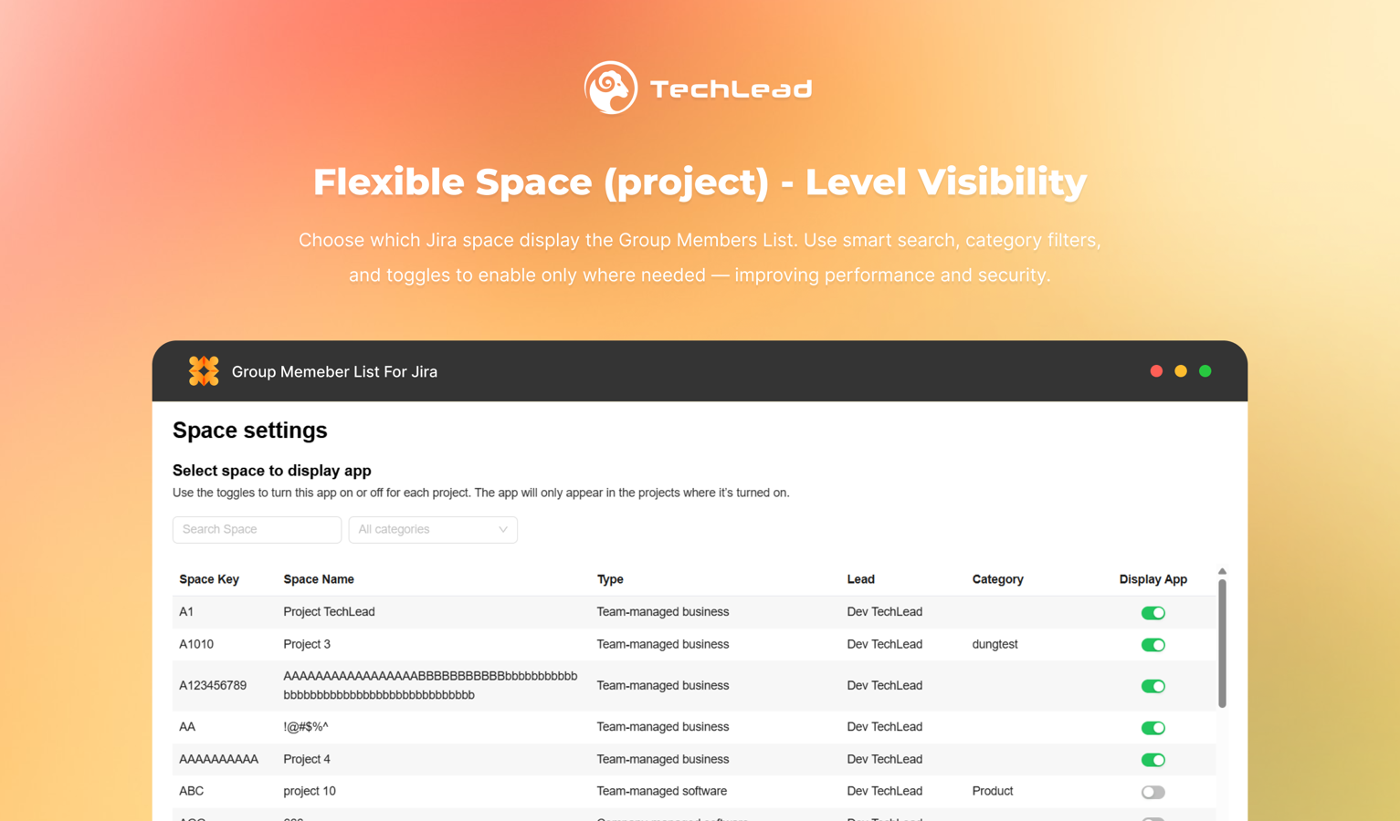 Flexible Space (project) Level Visibility