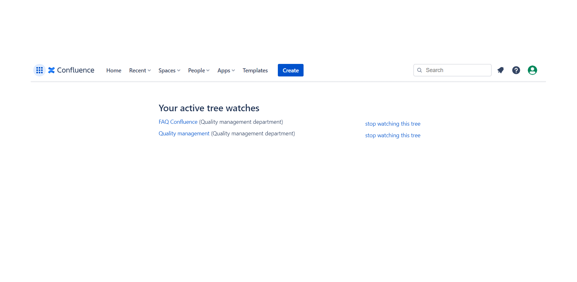 features of the tree watches management page