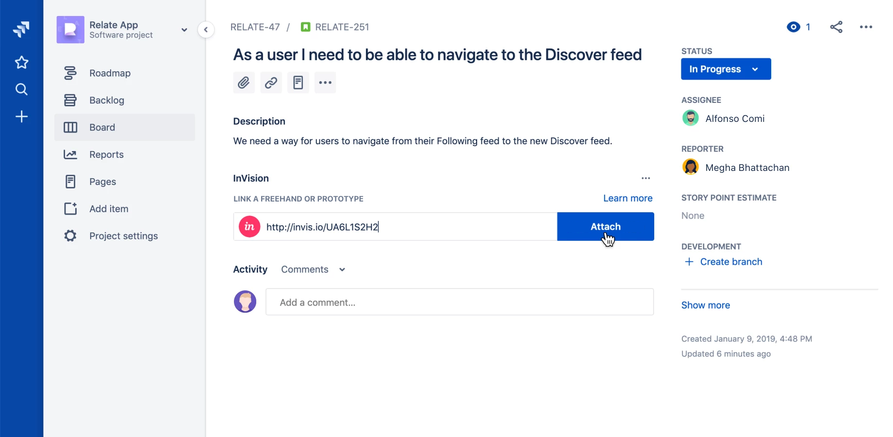 Pair InVision documents with Jira issues