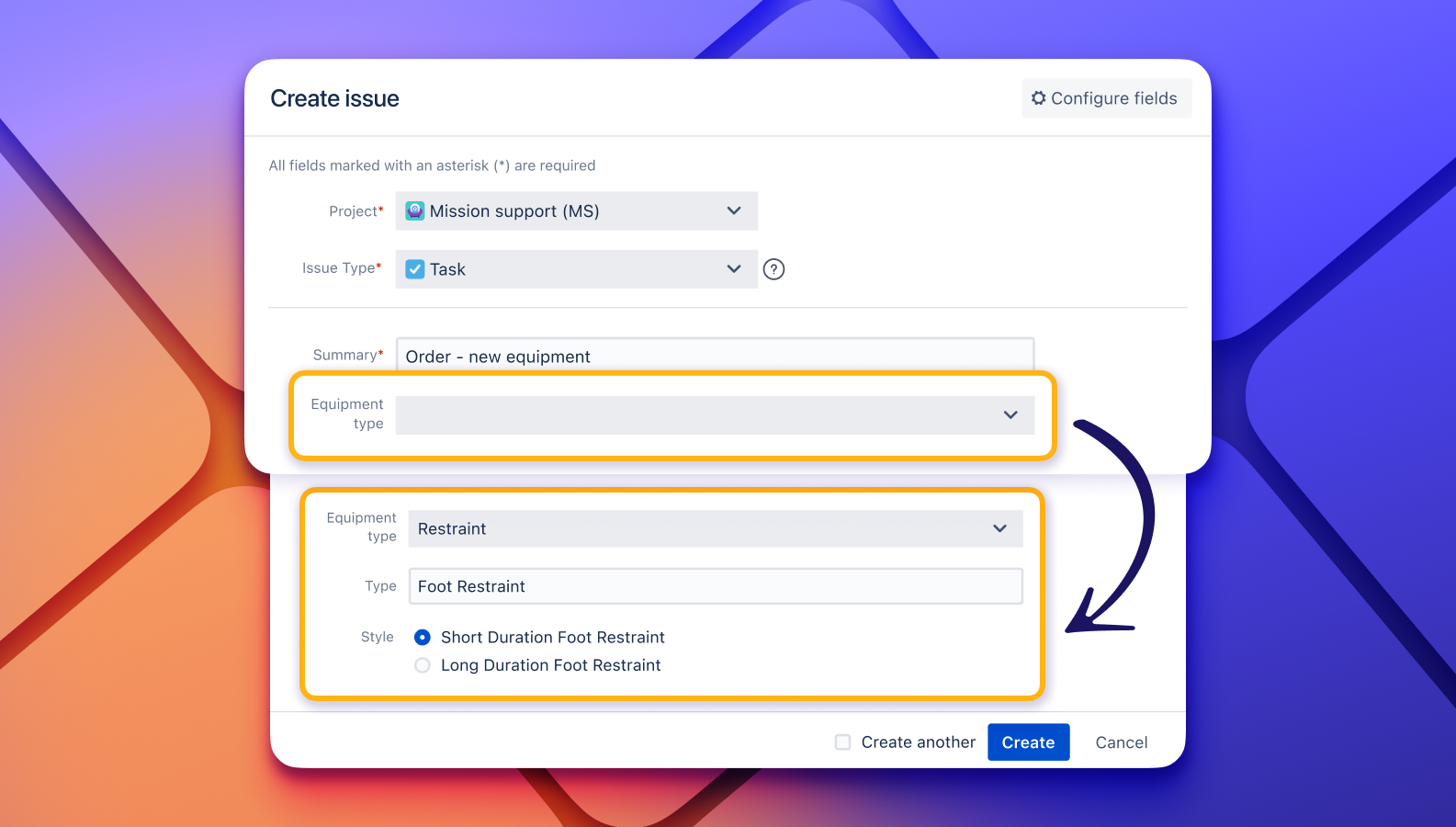 Display only context-relevant Jira dynamic fields