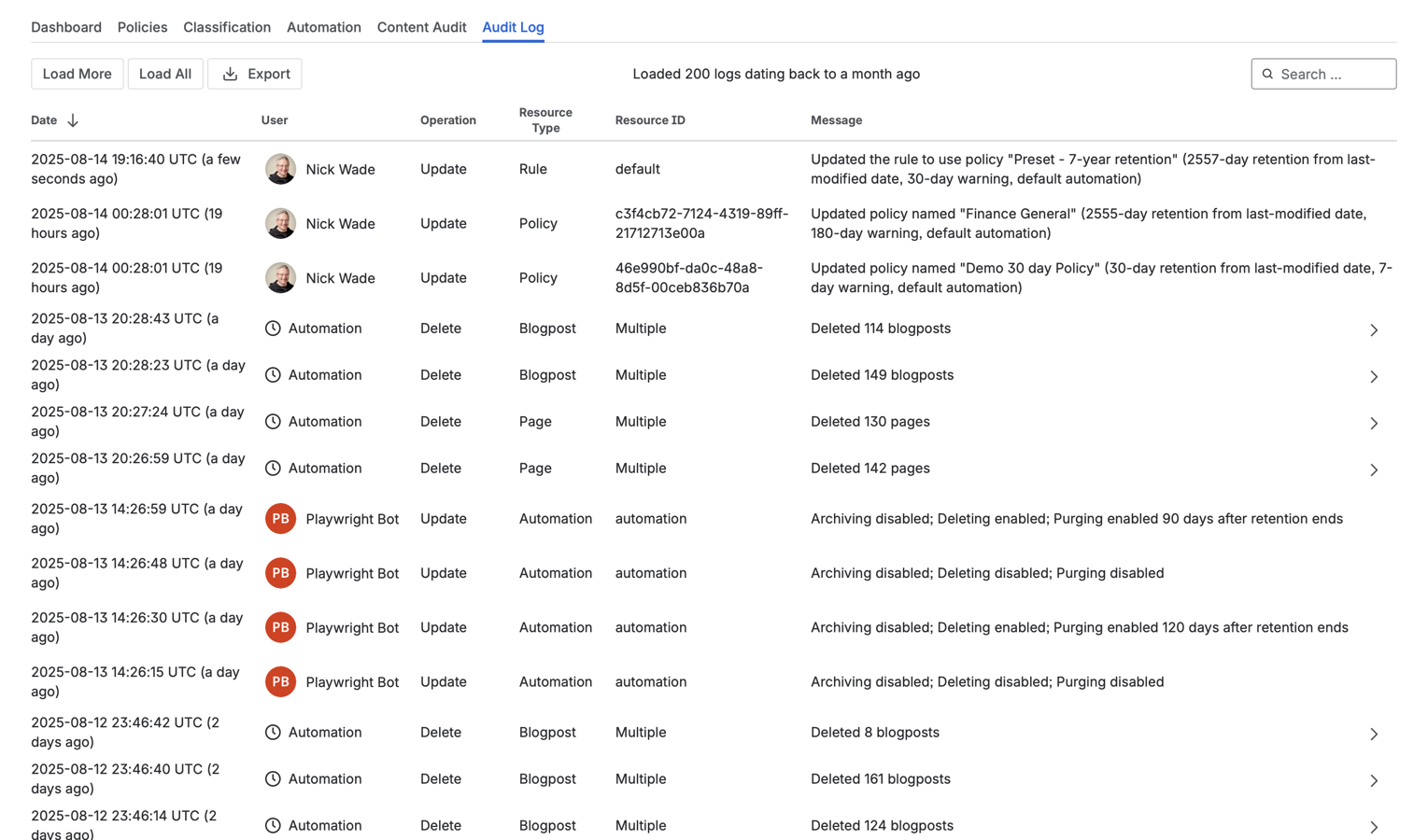 ​Automation helps you keep your storage capacity in check, maintain data  compliance, and saves your team time for policy administration. Content is regularly removed and purged according to your team's set policies.