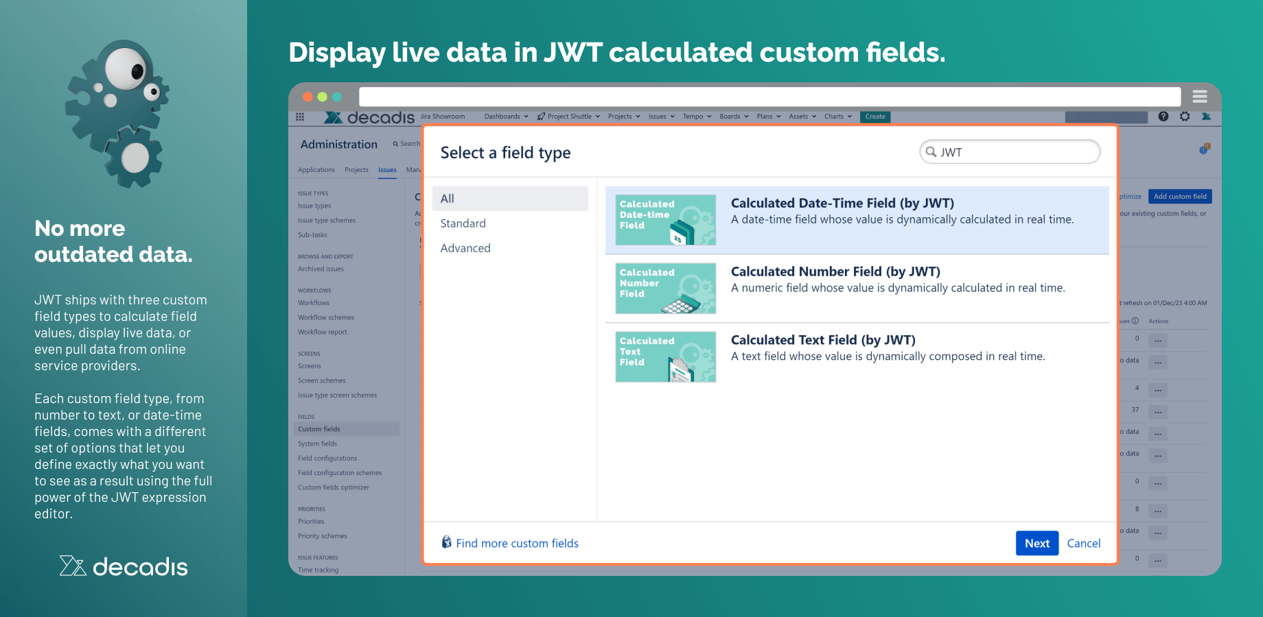 Show live data in custom fields: never out of sync