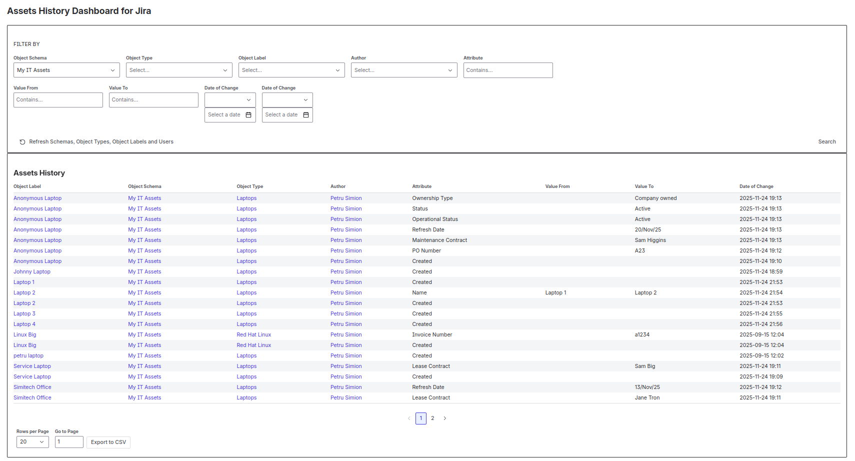Track your assets history
