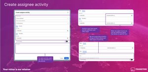 Create precise resource assignments by setting the assignee, activity, date, duration, working time and optional notes in one place.