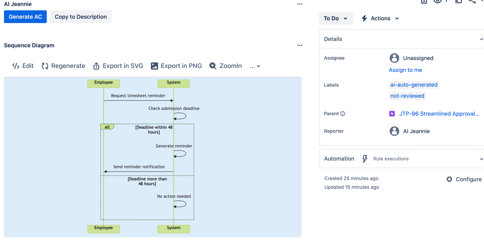 Generate Acceptance Criteria and Sequence Diagrams