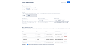 Project settings: defect types, severity field, triage time, buckets and phases