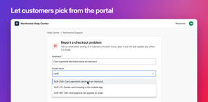 Add issue picker fields to Jira Service Management request forms. Customers search known issues on the customer portal and pick a match, so requests can arrive linked to the right issue.