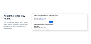Turn the question around: pick a project, space, filter or dashboard and see who depends on it, and how critical each relationship is.