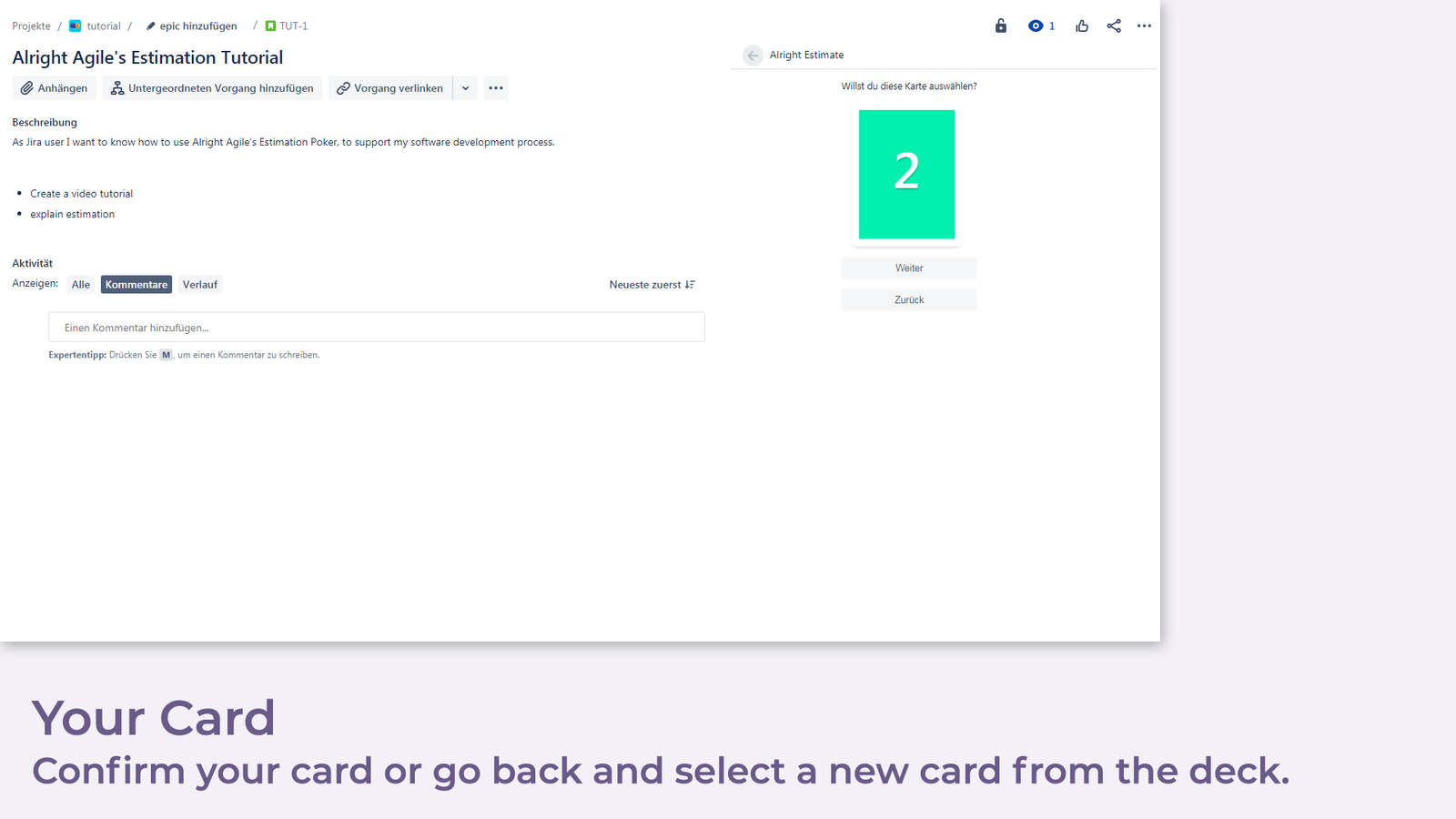 Step 2: Confirm your card or go back and select a different.