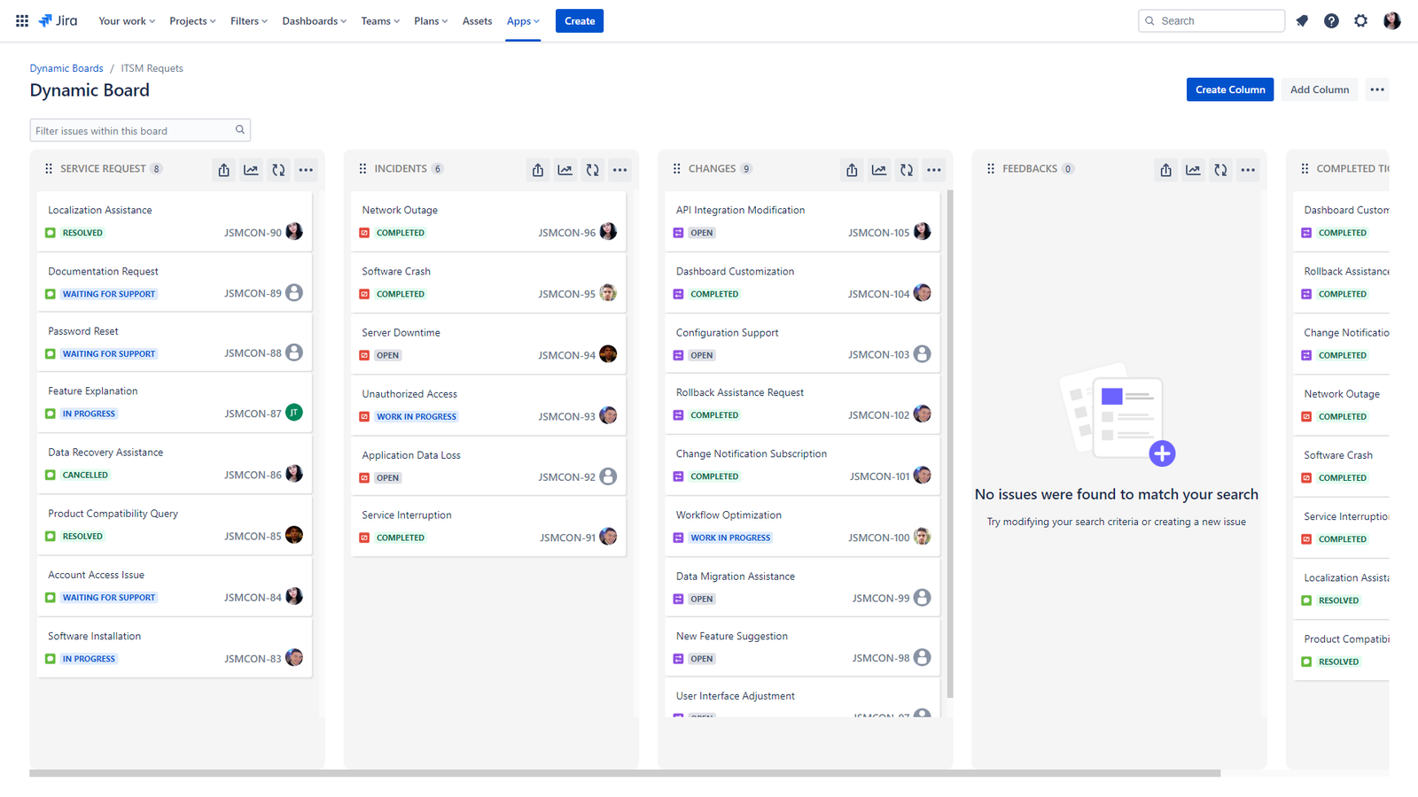 Use filters and JQL queries to manage your columns