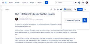 Shortlink button dropdown dialog