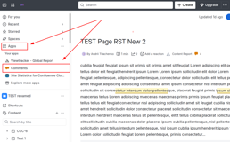Comments App global menu