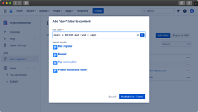 Add an existing label to new content