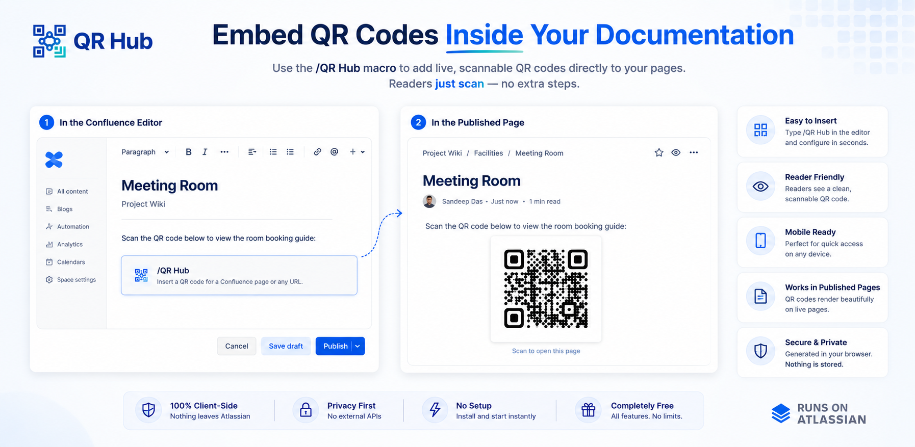Embed customizable QR codes with the /QR Hub macro