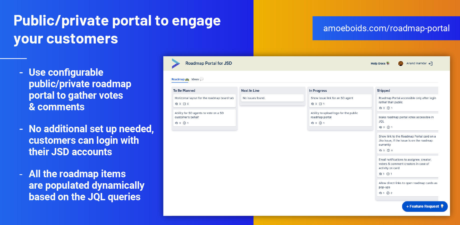 Create portals that reflect your product’s identity - customize colors, favicons, and branding while choosing who gets access using flexible options: public, JSM login, or restricted by domain.