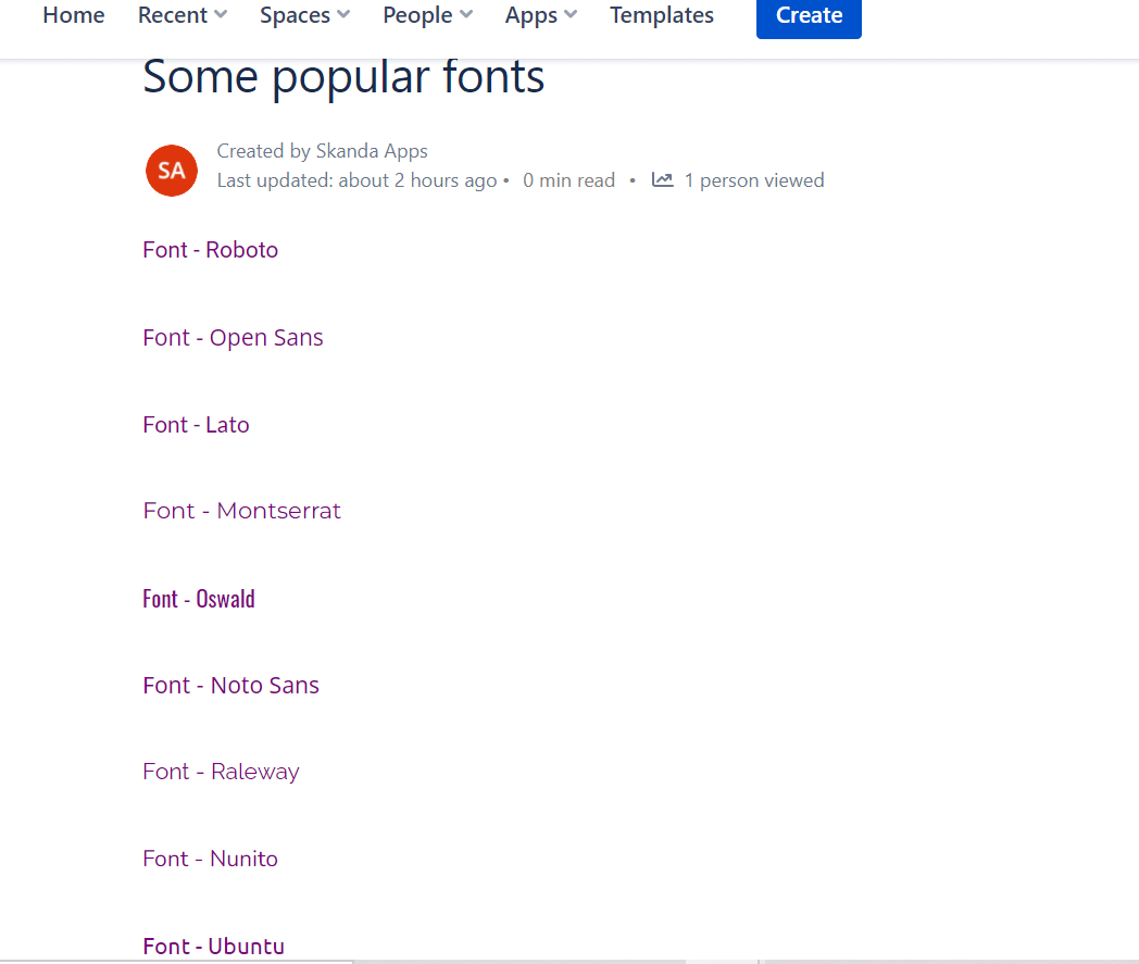 Apply cool text font in the Confluence content