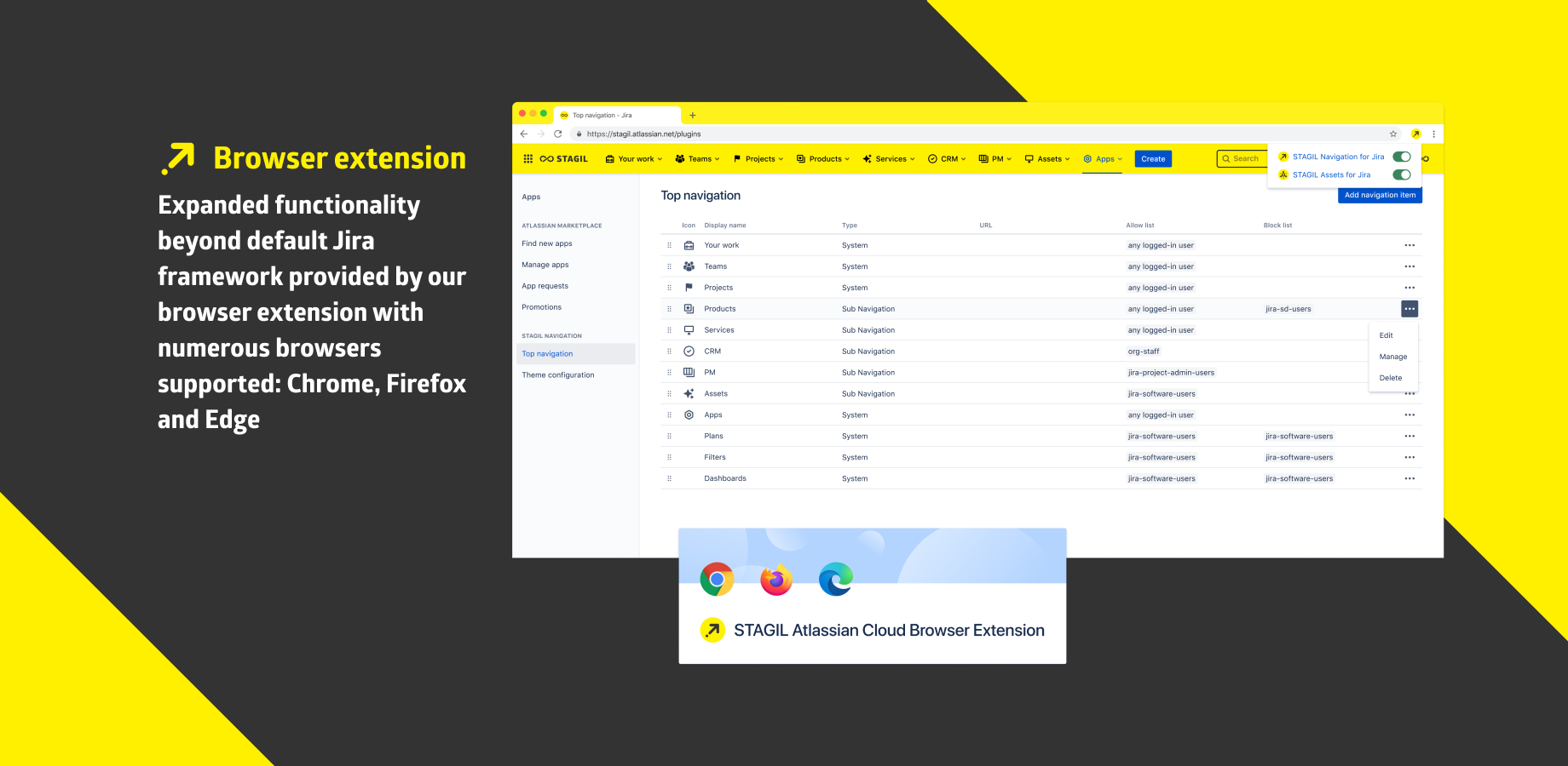 Configurable project sidebar and issue navigation