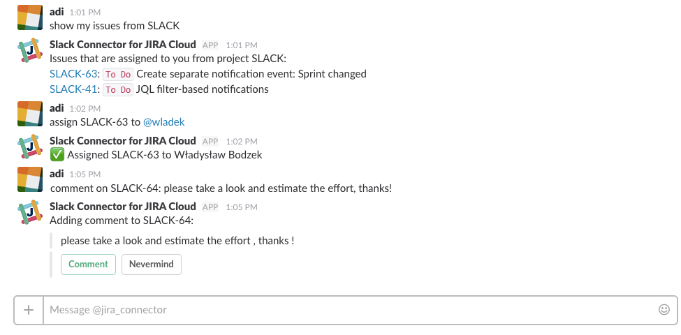 @jira_connector bot interactions