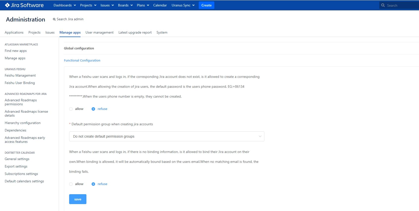 user account and role set