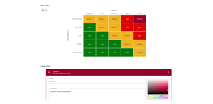 Customize the dimensions of your risk model according to your organization's standards. Add new risk levels, rename existing ones, change their colors, and change their severity ordering.