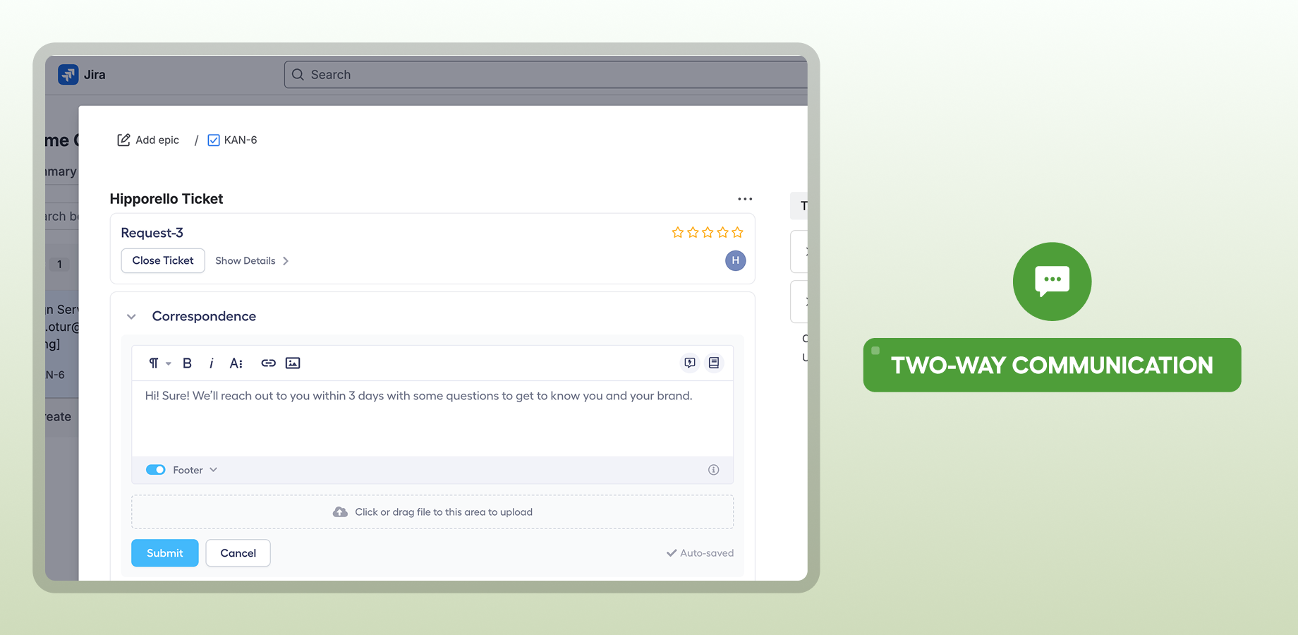 Two-way communication with requestors in Jira