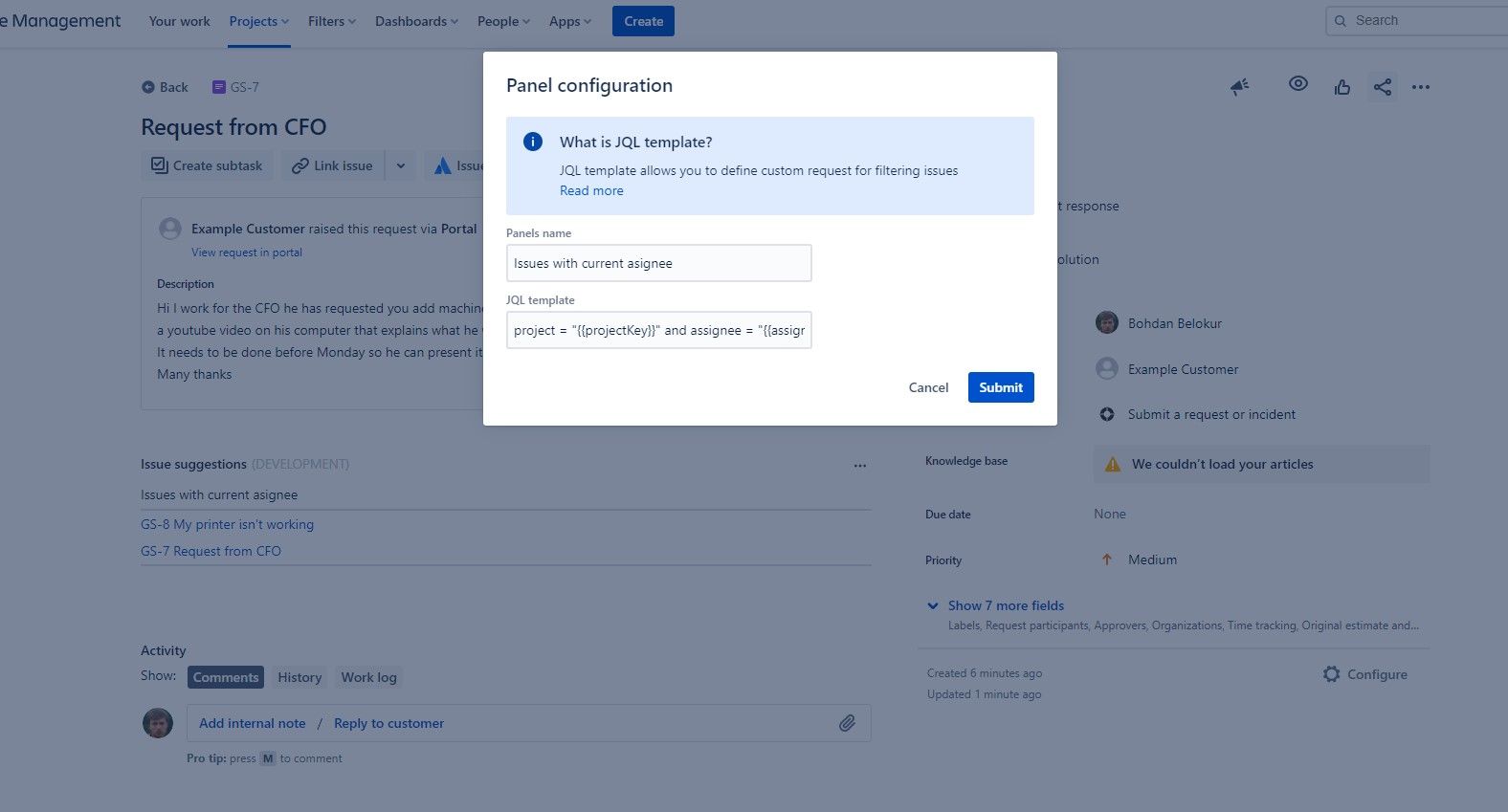 Displaying issues by current assignee