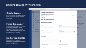 Use a ProForma form as a replacement for the create issue screen. Guide users as to what information they should enter using validation, dynamic fields and instructions built right into the form.