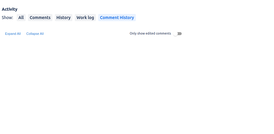 When viewing the comment history, you can collapse or expand an individual comment's history by clicking on the icon to the right of the current comment. You can also just show edited comments, those with a history