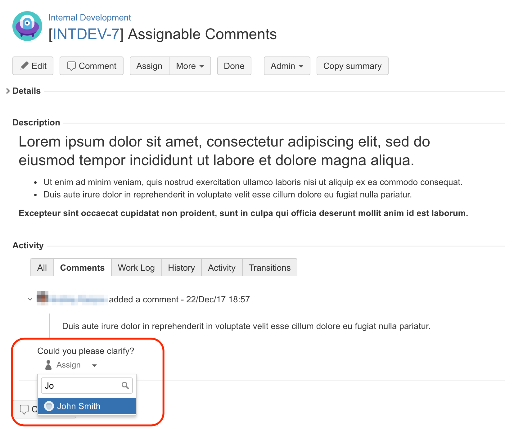 Assign Comment