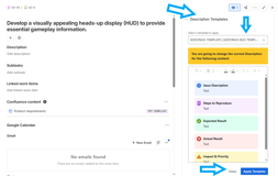 Example of how to apply a Description Template in a work item description