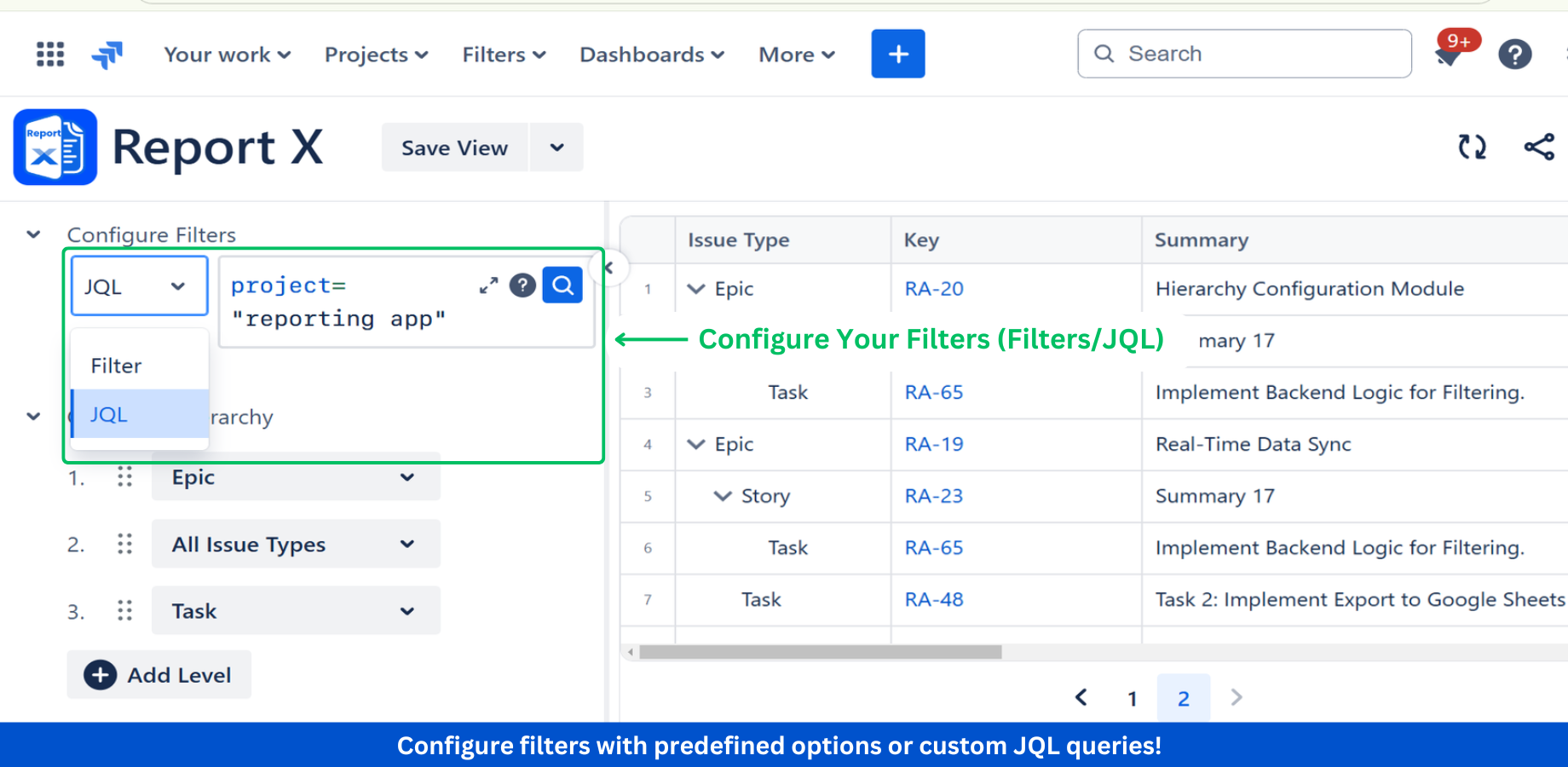 Configure views and share with stakeholders
