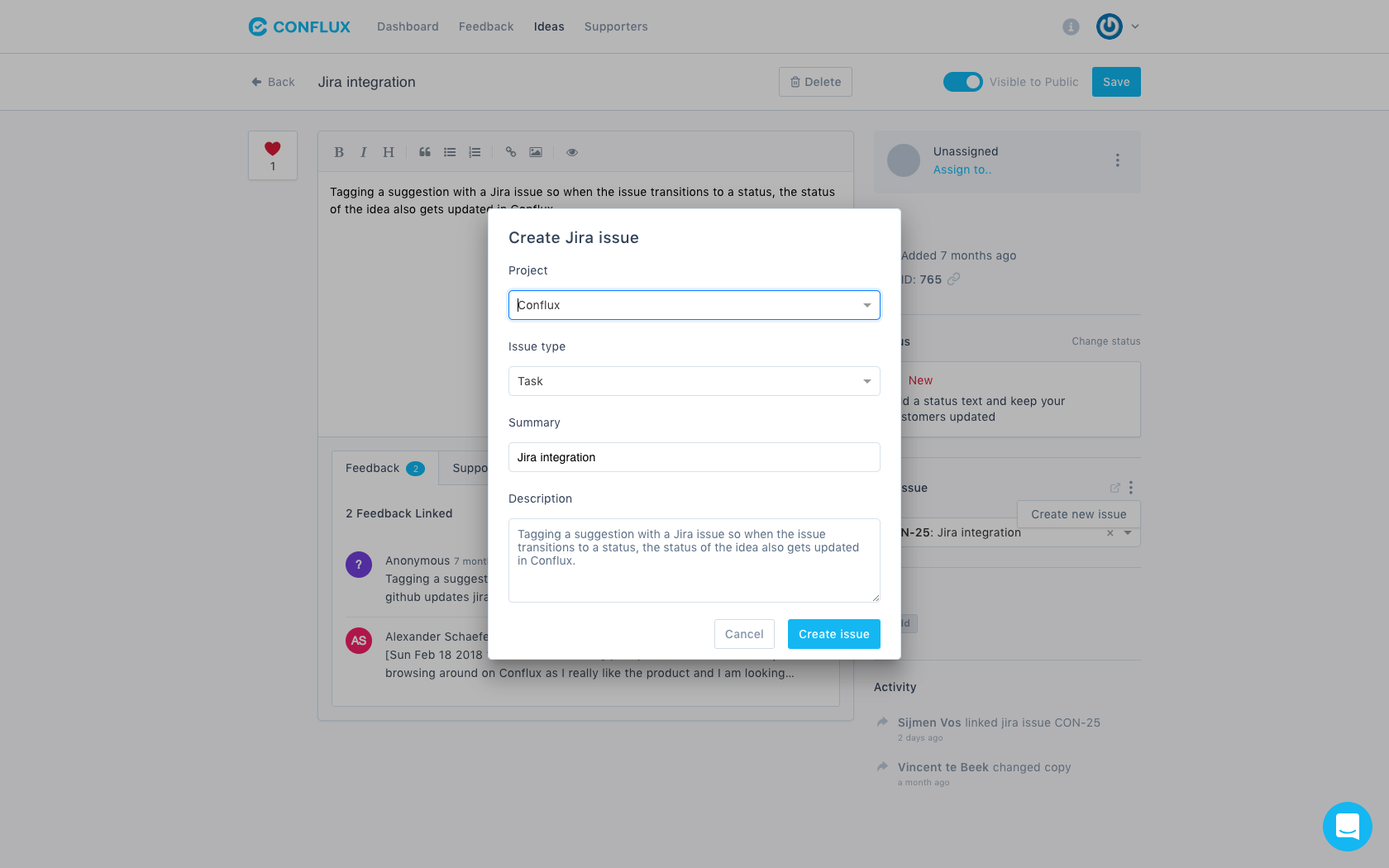 Create a new Jira issue.