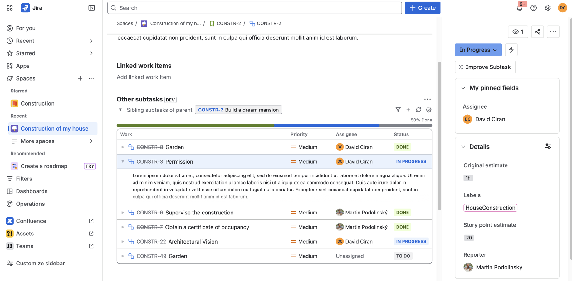 Mouse click on the table row with subtasks expands or hides the Description attribute of the task.