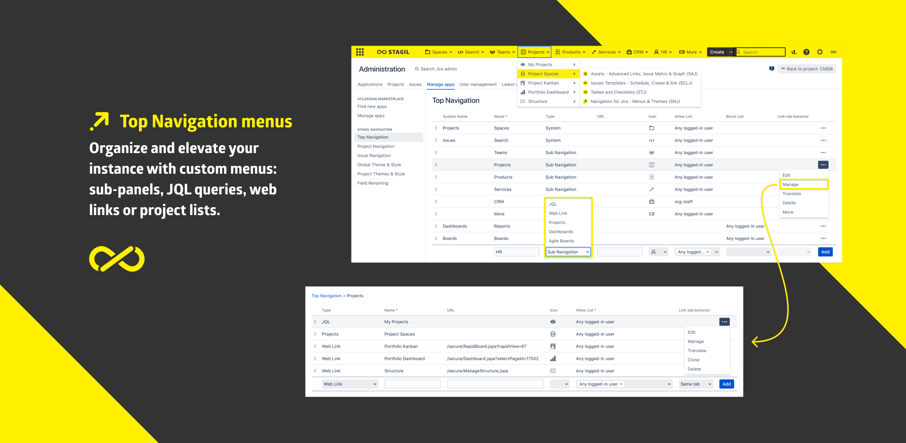 Custom Jira Top Navigation