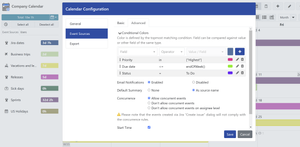 When configuring a source, user can set conditional colors for the events.
