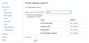 Administration of label items. The list can be defined globally or can be project-specific.