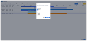 Choose exactly which columns appear in the task table. Toggle Description, Start time, Duration, Progress, End time, Priority, and Assigned on or off. Task name is always visible. Changes apply instantly with one click.