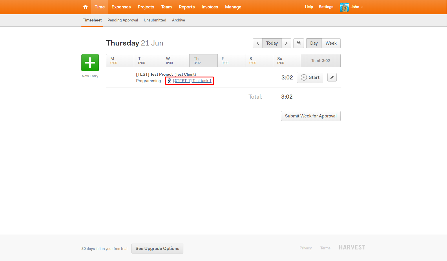 ​Time entries in Harvest will be linked back to the Jira Issue they belong to, putting valuable information about each time entry in your fingertips.