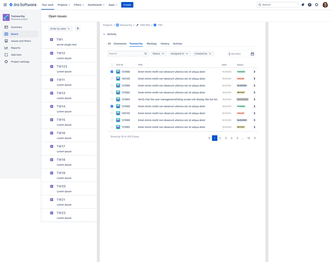 New design for Test cases Listing and pagination